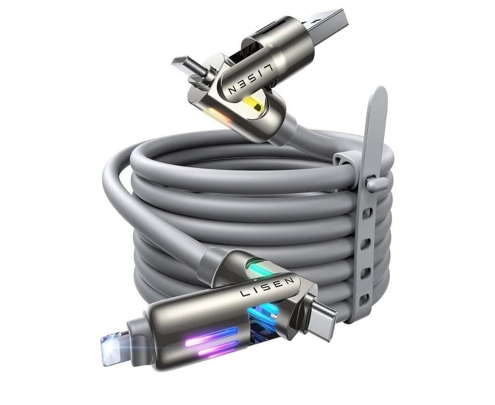 LISEN 240W Chubby 4-in-1 Charging Cable 6.6FT New